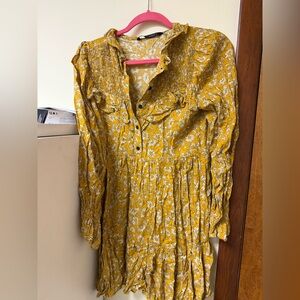 Zara Mustard Floral mini dress